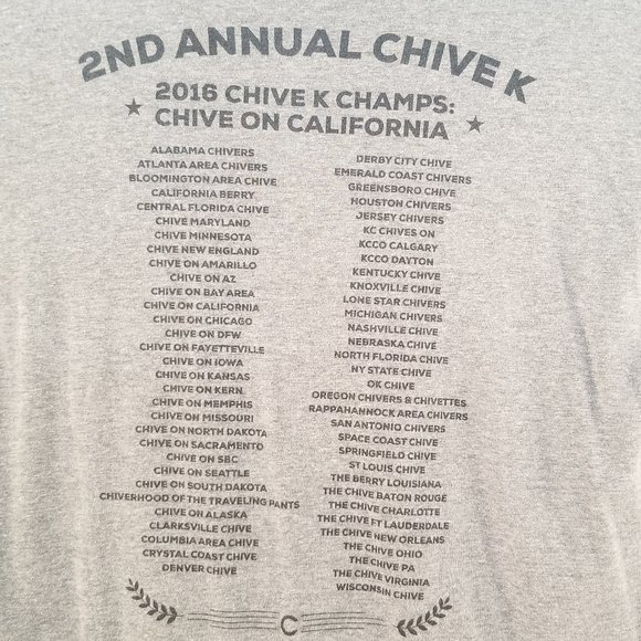 Chive Nation Grey "ChiveK" Graphic Tee Large - Picture 3 of 9